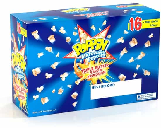 Poppin Microwave Triple Butter Popcorn (100 g x 16 pk)