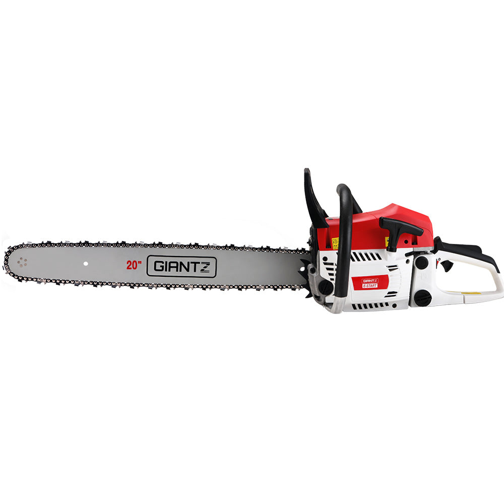 Giantz Chainsaw Petrol 62CC 20" Bar Commercial E-Start - CSAW-SXTO-20-RDWH-2C