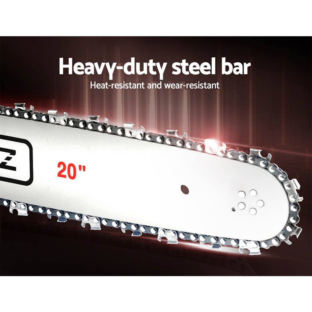 Giantz Chainsaw Petrol 62CC 20" Bar Commercial E-Start - CSAW-SXTO-20-RDWH-2C