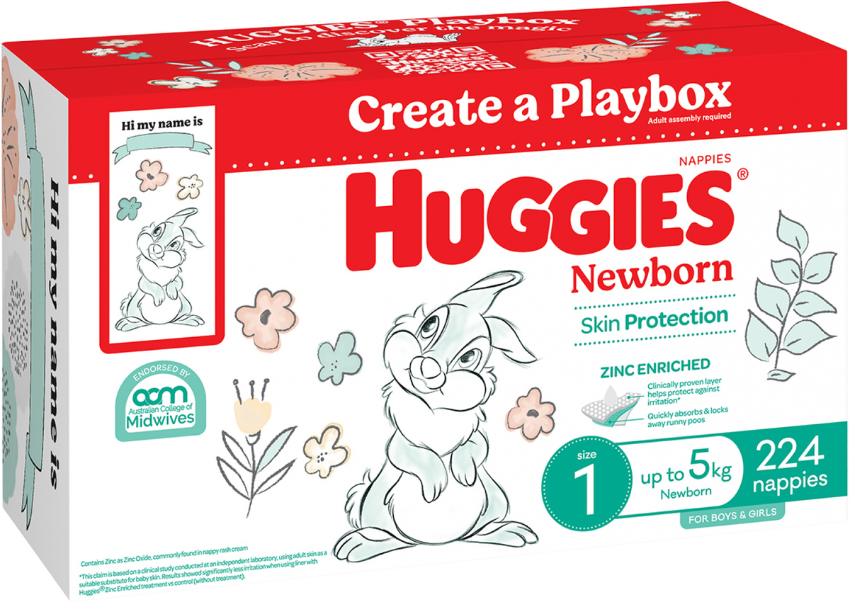 Huggies Unisex Ultimate Nappies Size 1 Newborn (224 pk)