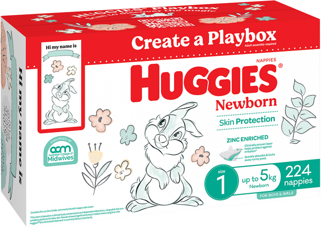 Huggies Unisex Ultimate Nappies Size 1 Newborn (224 pk)