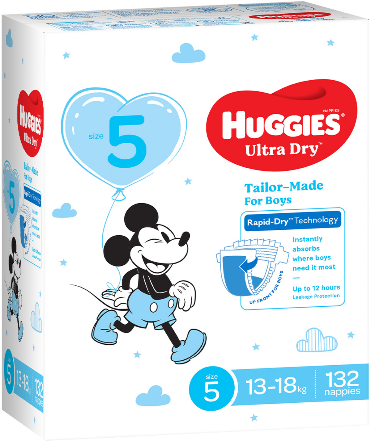 Huggies Boys' Ultra Dry Nappies Size 5 Walker (132 pk)