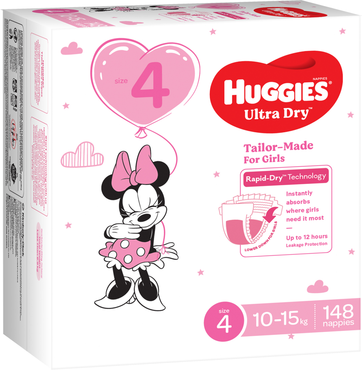 Huggies Girls' Ultra Dry Nappies Size 4 Toddler (148 pk)