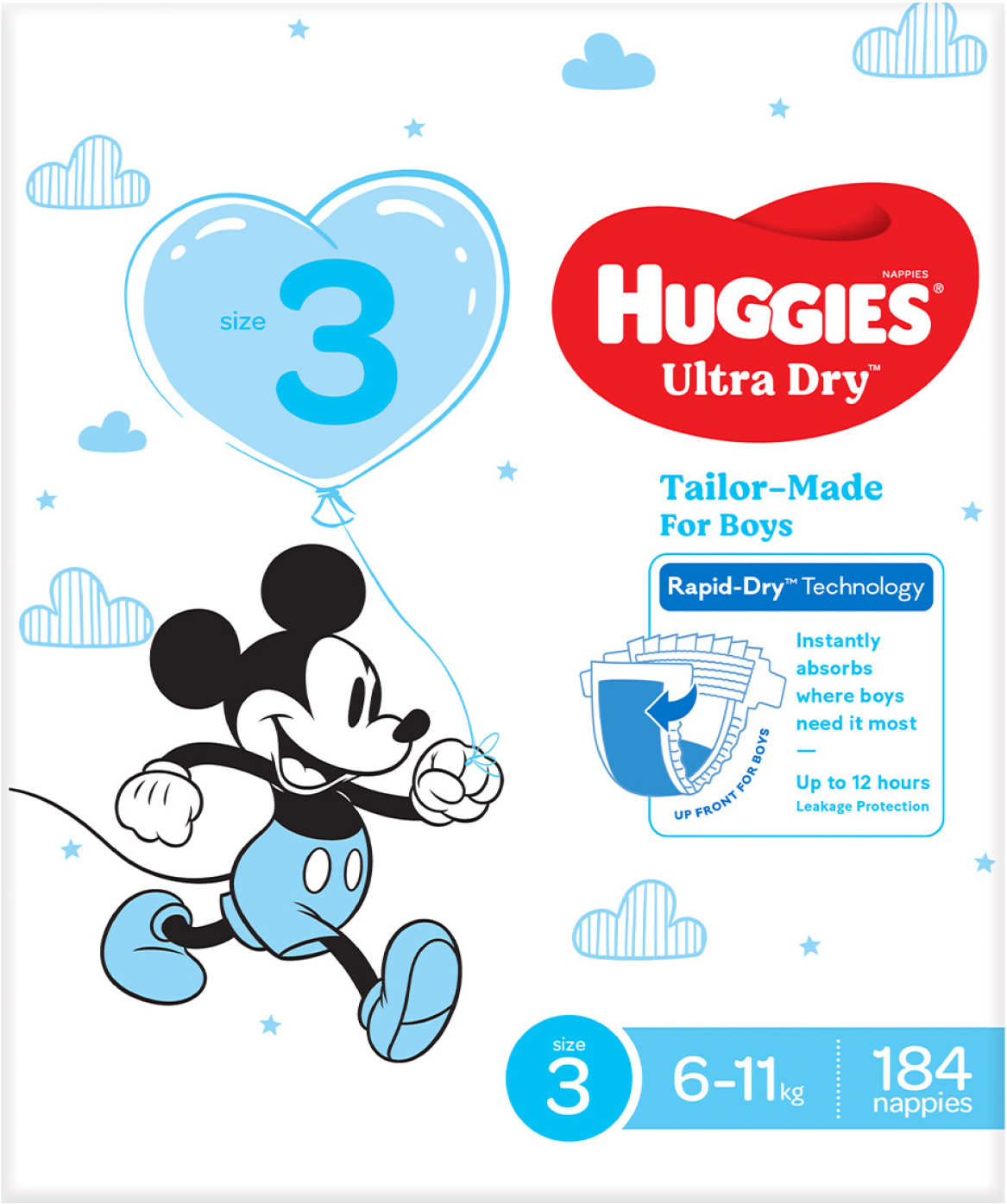 Huggies Boys' Ultra Dry Nappies Size 3 Crawler (184 pk)