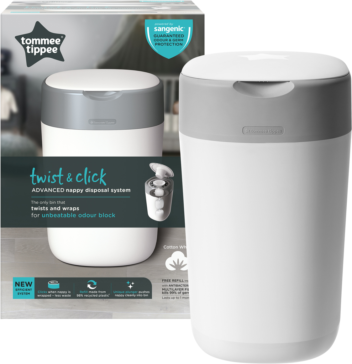 Tommee Tippee Twist & Click Nappy Bin (1 ea)