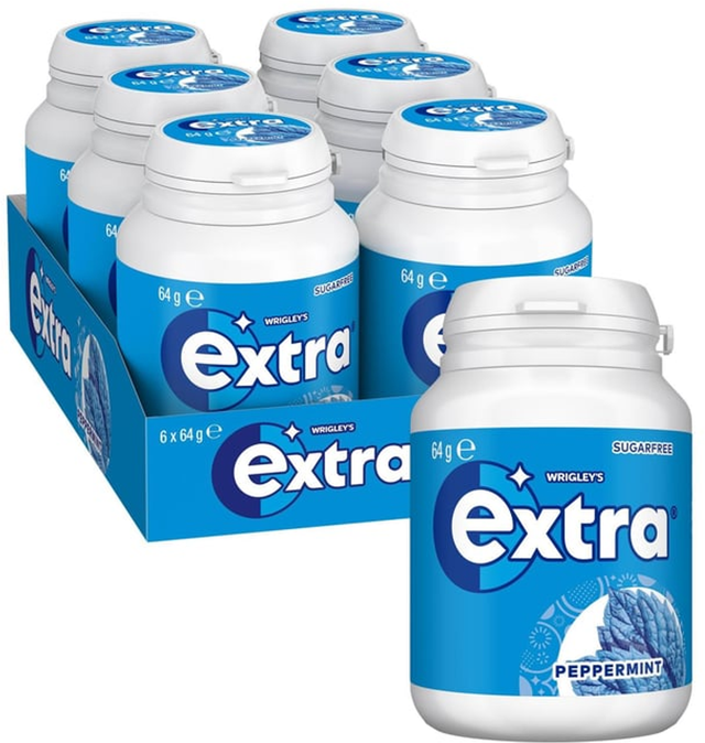 Wrigley's Sugar Free Extra Peppermint Gum Bottle (64 g x 6 pk)