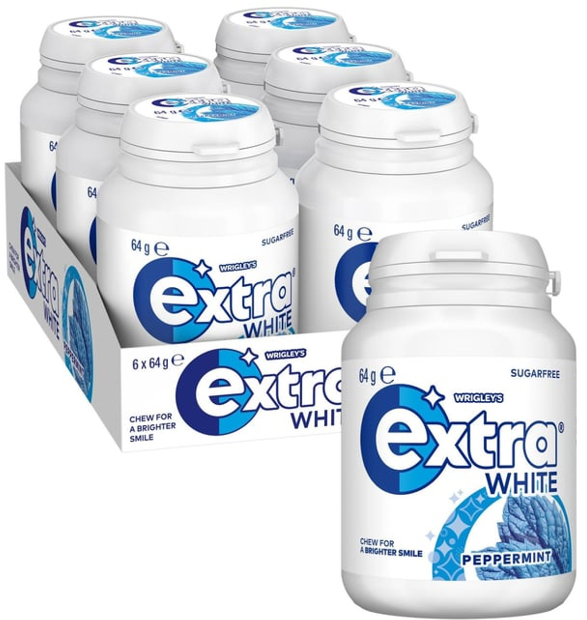 Wrigley's Sugar Free Extra White Peppermint Gum (64 g x 6 pk)