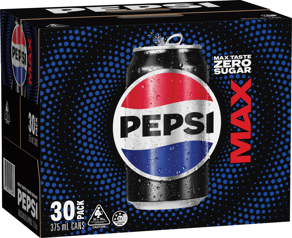 Pepsi Max Zero Sugar Soda Cans (375 ml x 30 pk)