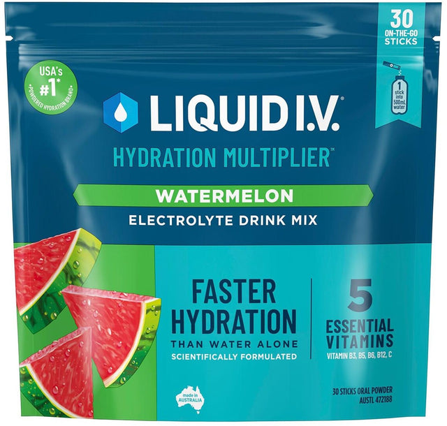 Liquid I.V Hydration Multiplier Watermelon Electrolyte Drink Mix Sachets 30 pk