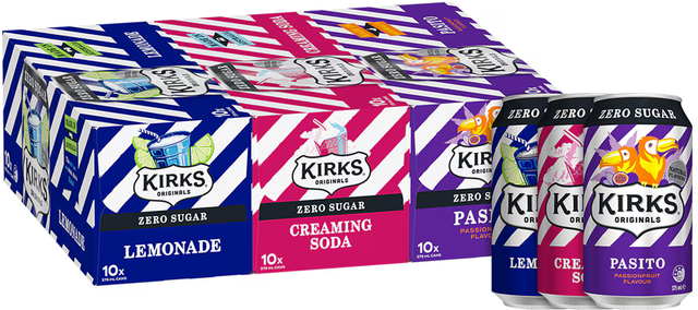 Kirks Mixed Flavour Sugar Free Soft Drink (375 ml x 30 pk)