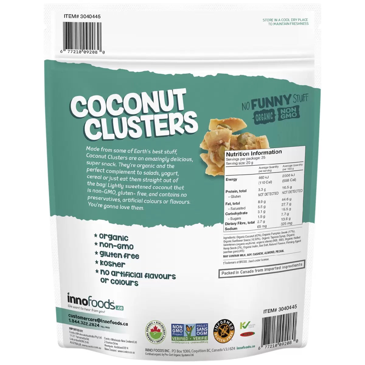 Innofoods Organic Coconut Clusters with Super Seeds 500g