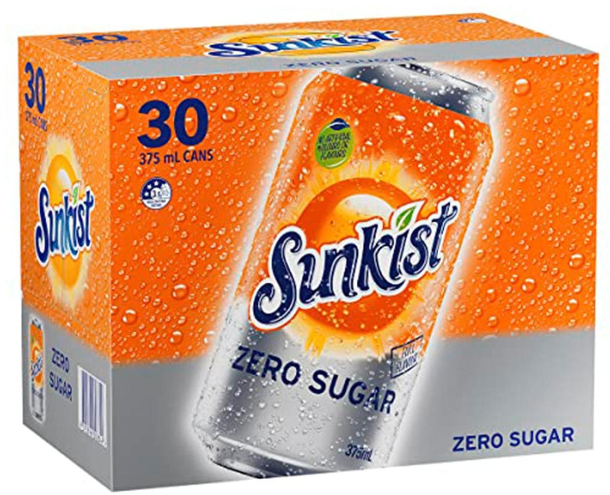 Sunkist Zero Sugar Soda Cans (375 ml x 30 pk)