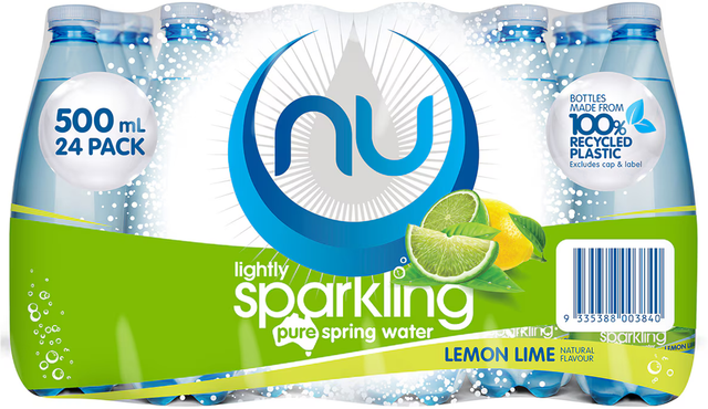 Nu Pure Lemon Lime Lightly Sparkling Water (500 ml x 24 pk)