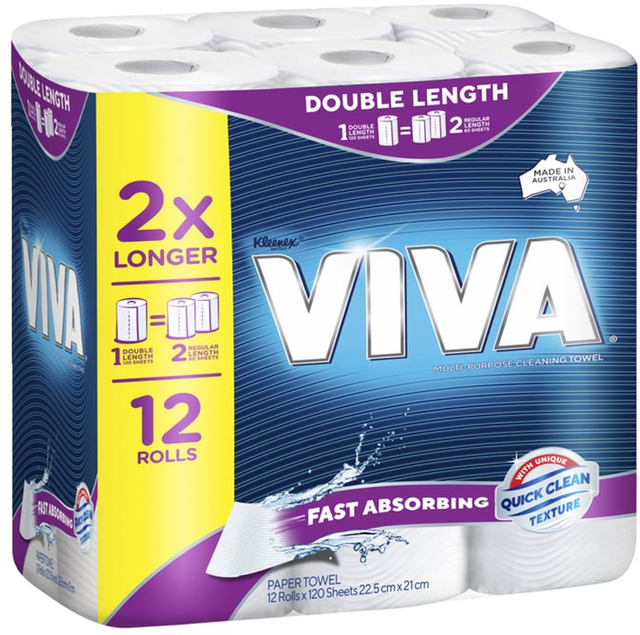 Viva Double Roll Paper Towel Sheets (120 x 12 pk)