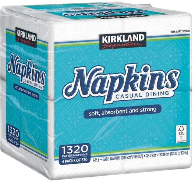Kirkland Signature Table Napkins Sheets (330 x 4 pk)