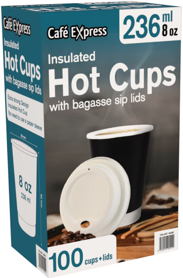 Cafe Express Double Wall Hot Cup & Lid (236 ml x 100 pk)