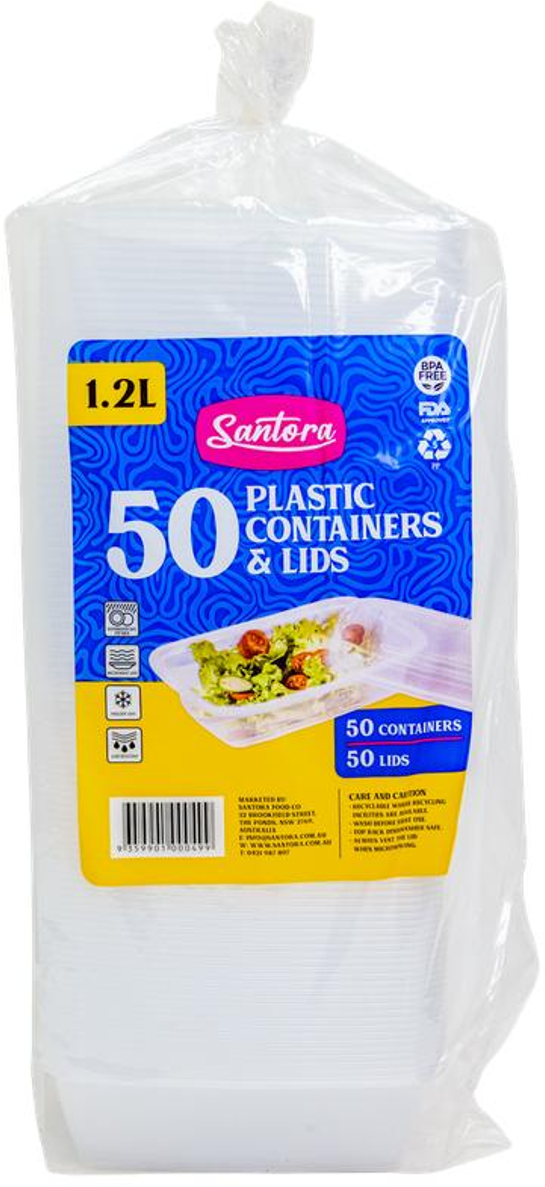 Santora Plastic Containers with Lids (50 pk)