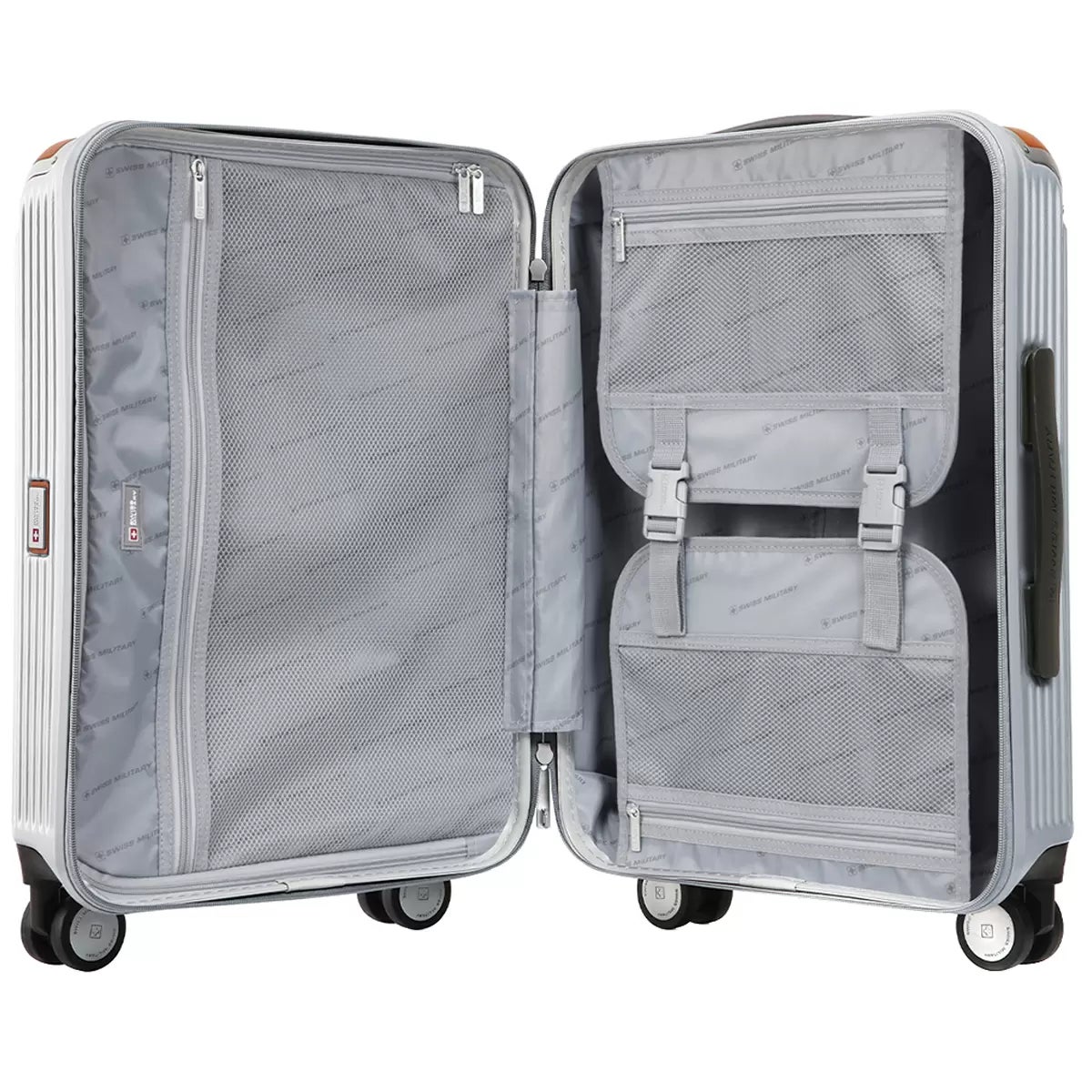 Swiss Military Carry On Luggage Chrome Silver
