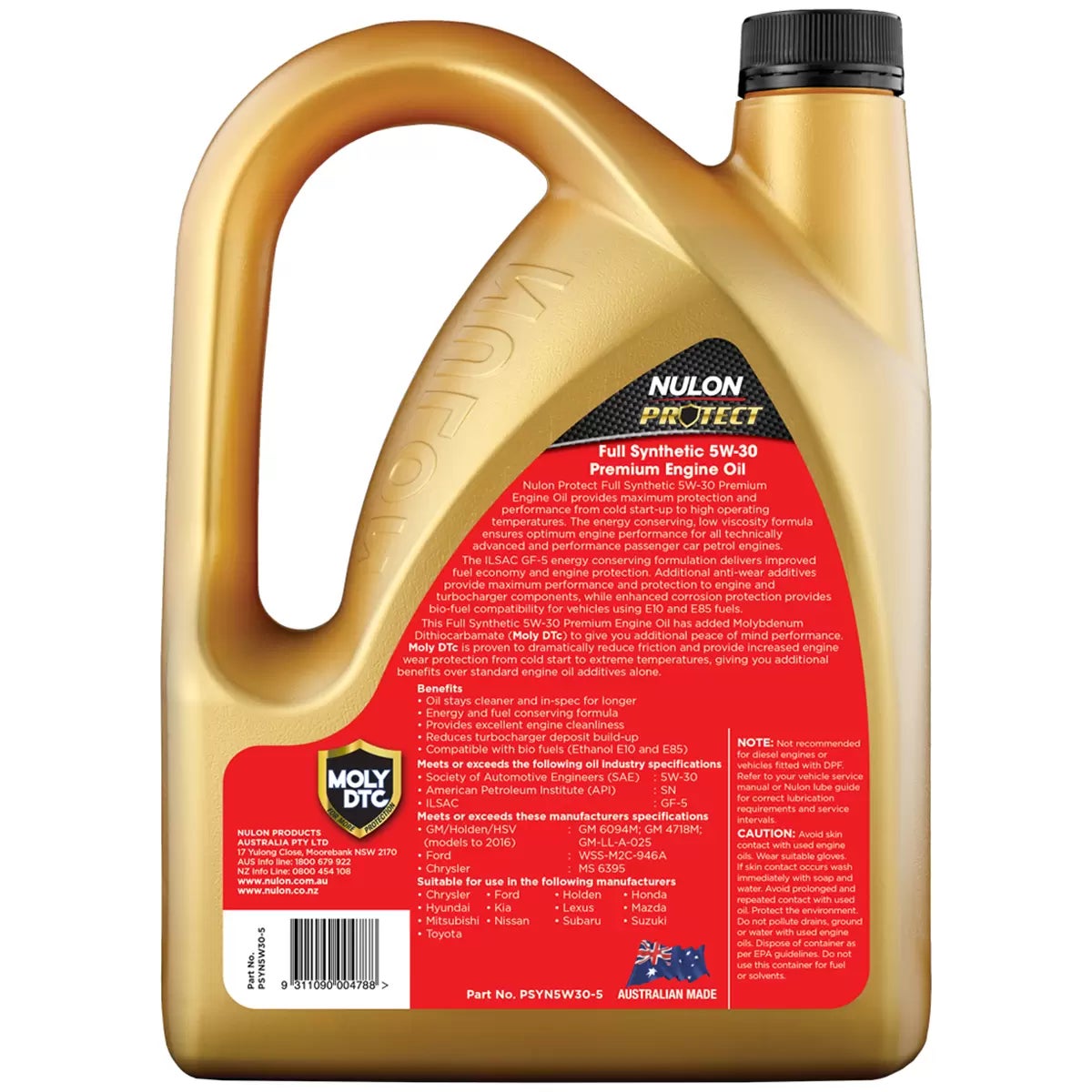 Nulon Protect Full Synthetic 5W-30 Premium Petrol Engine Oil