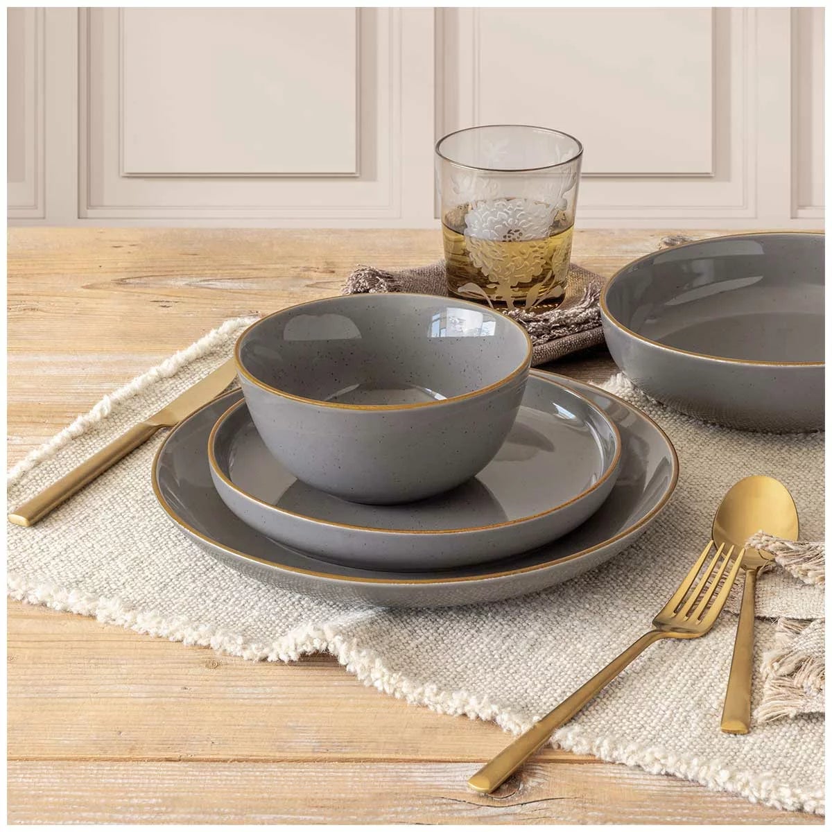 over&back Options Dinner Set 16 Piece Dark Grey