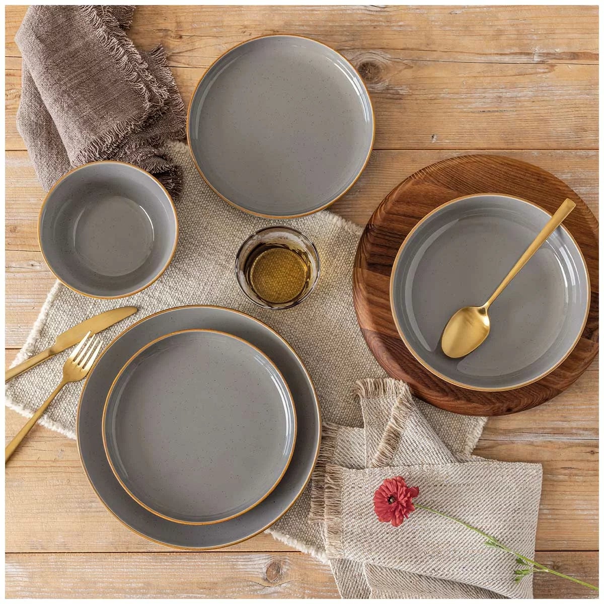 over&back Options Dinner Set 16 Piece Dark Grey