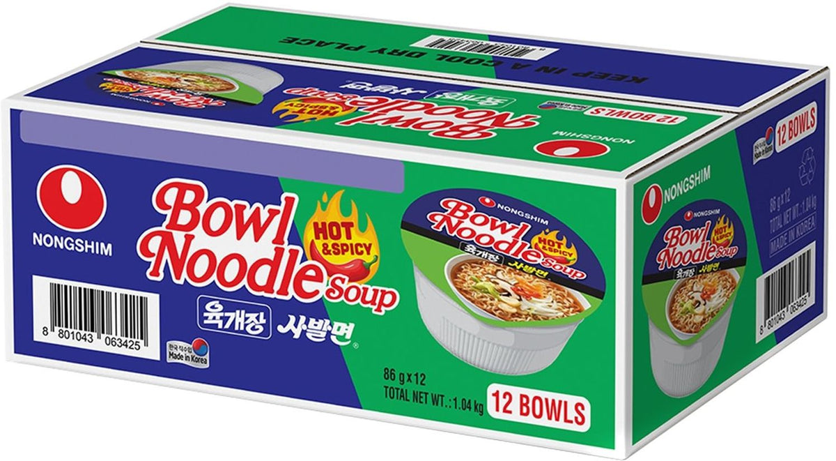 Nongshim Hot & Spicy Bowl Noodle (12 pk)