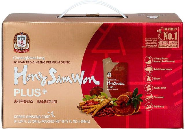 Cheong Kwan Jang Hong Sam Won Plus Korean Red Ginseng Tea Bags (50 ml x 30 ct)