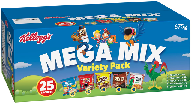 Kellogg's Cereal Mega Mix Cereal Variety Pack (675 g)