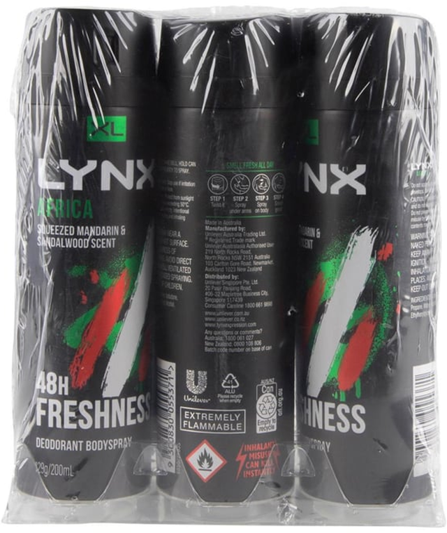 Lynx Africa Body Spray (200 ml x 6 pk)