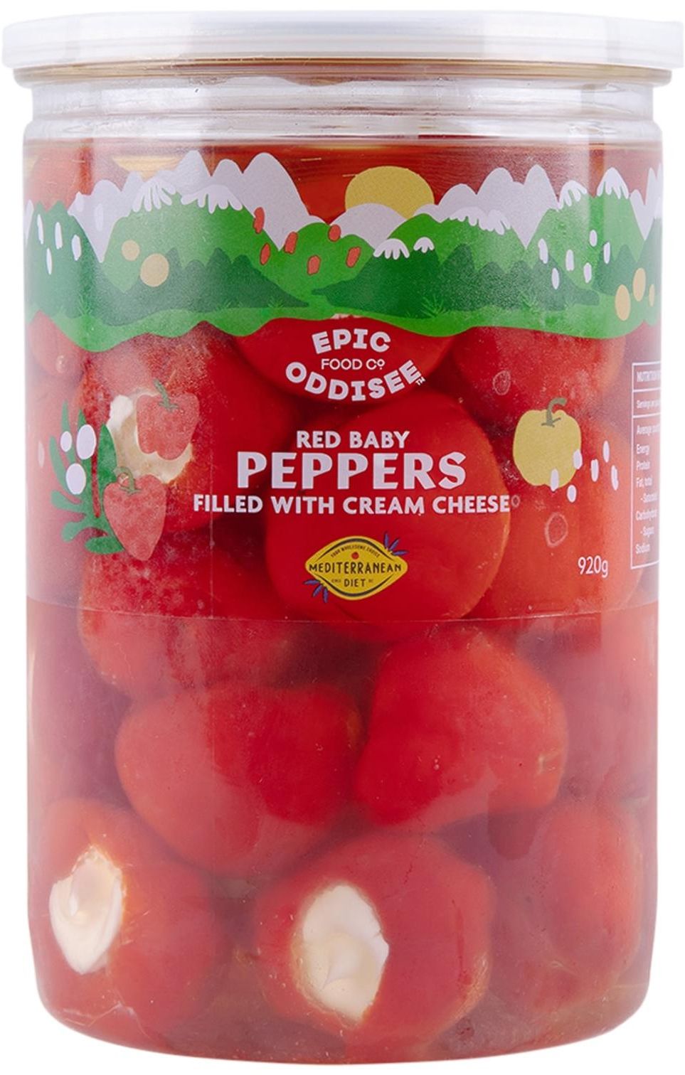 Epic Oddisee Food Co Red Baby Peppers Filled With Cheese (920 g)
