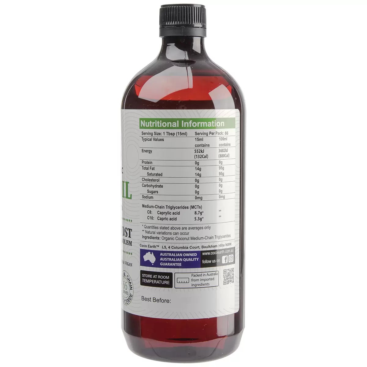 Coco Earth Organic MCT Oil 1L