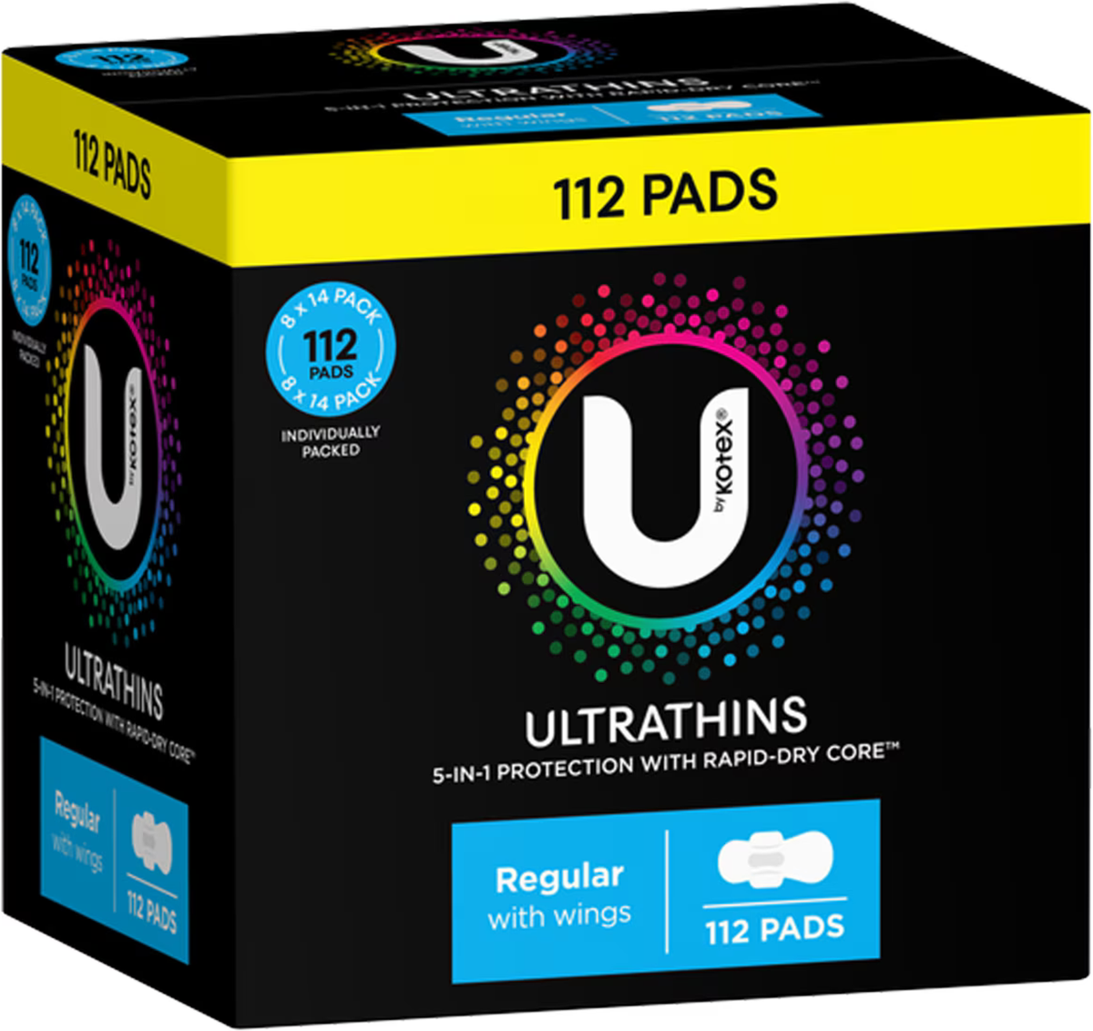 U By Kotex Ultrathin Regular Pads With Wings (112 pk)