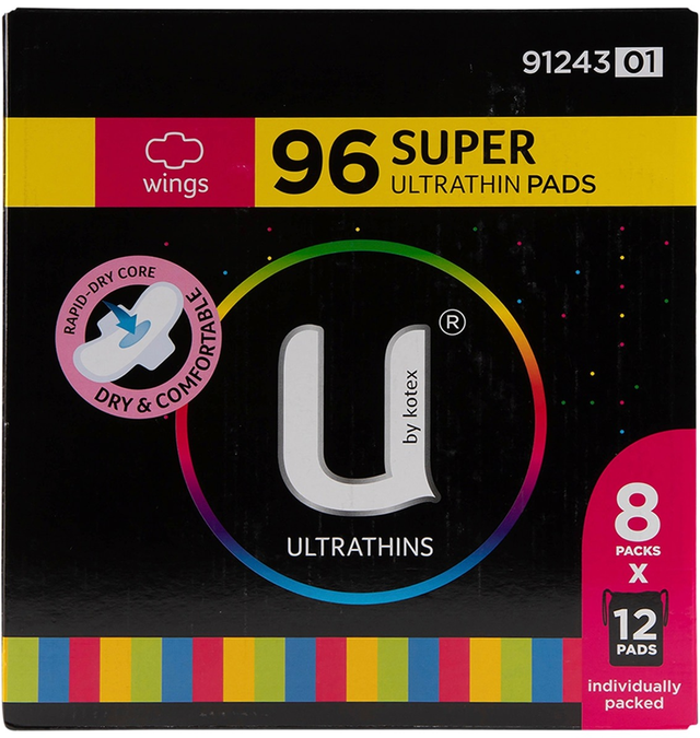 U by Kotex Ultrathins Super Pads With Wings (96 pk)