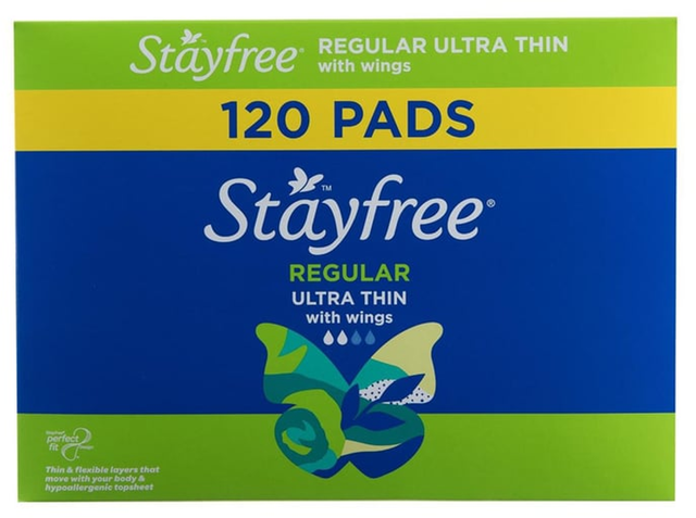 Stayfree Regular Ultra Thin with Wings Pads (120 pk)