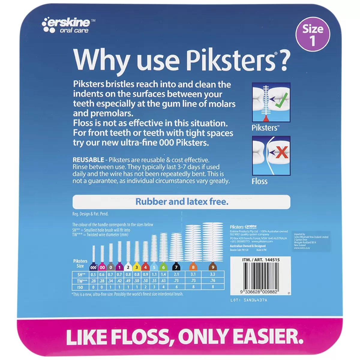 Piksters Interdental Brushes 120 Pack Size 1