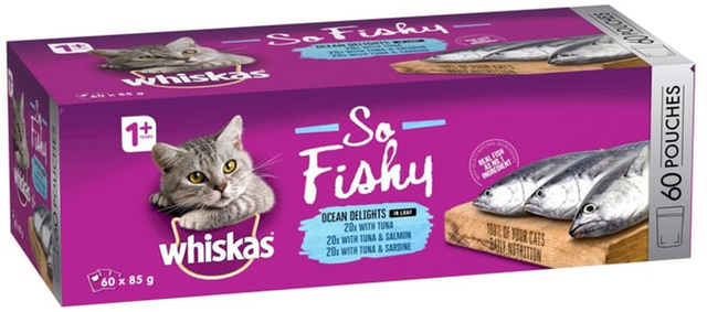 Whiskas So Fishy Ocean Delights Wet Cat Food (85 g x 60 pk)
