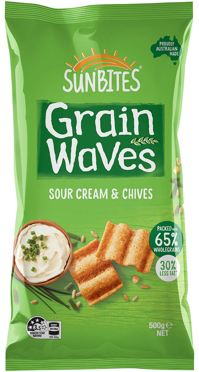 Sunbites Grain Waves Sour Cream & Chives Wholegrain Chips (500 g)