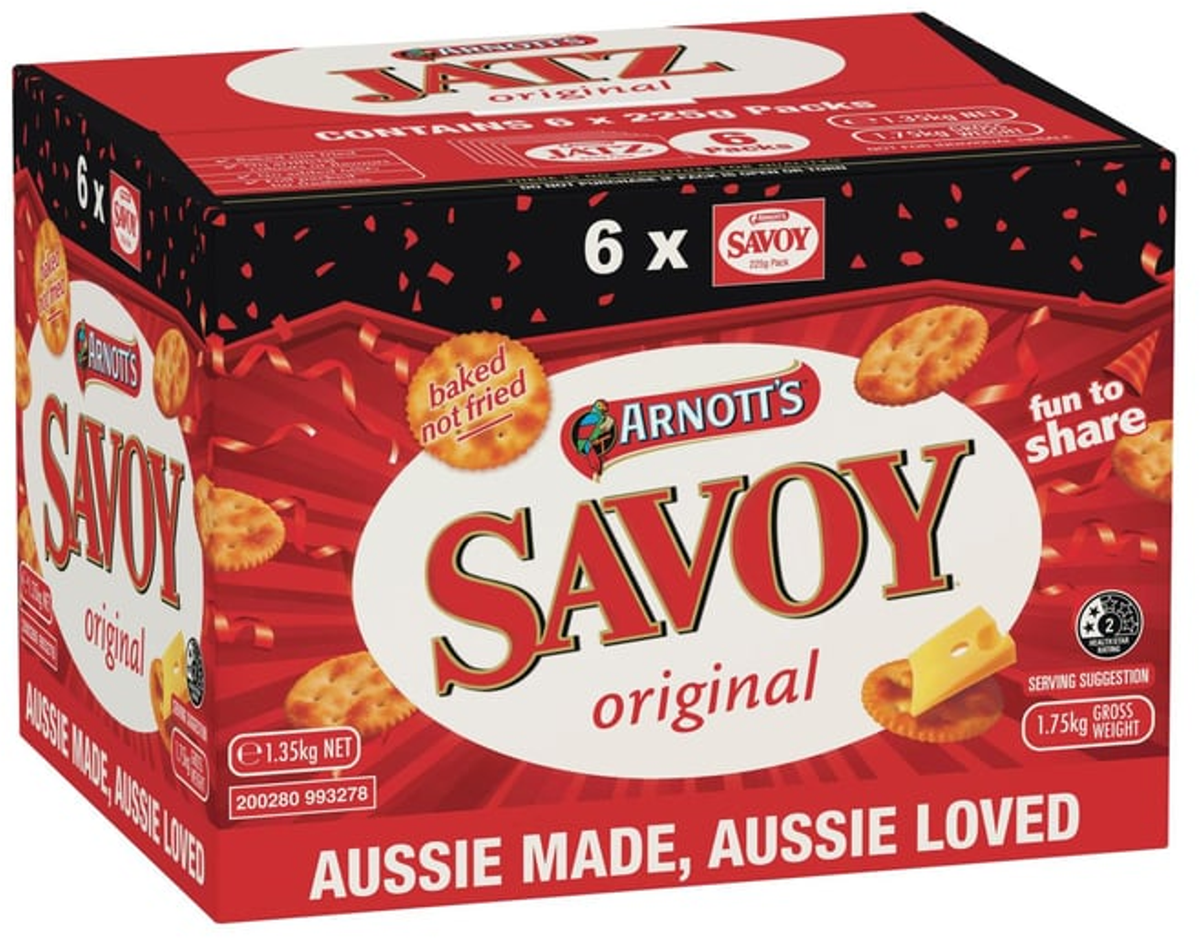 Arnott's Savoy Crackers (225 g x 6 pk)