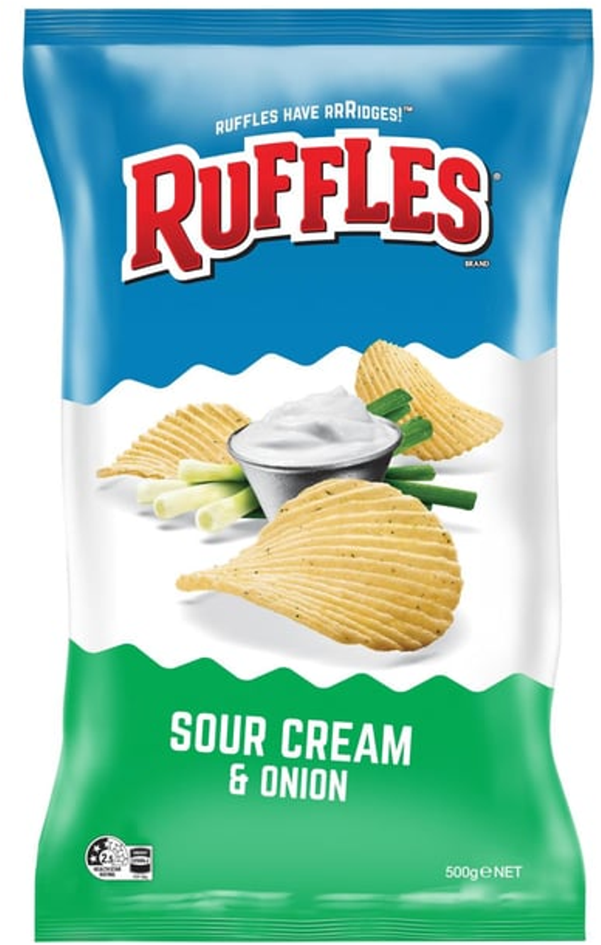 Ruffles Sour Cream & Onion Potato Chips (500 g)