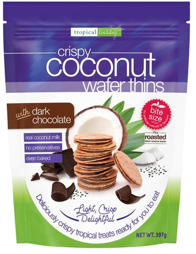 Tropical Fields Crispy Coconut Wafer Thins with Dark Chocolate (397 g)