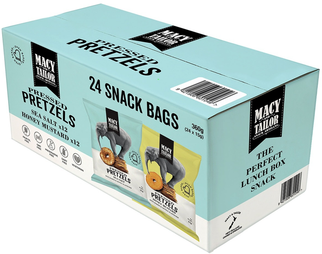 Macy & Tailor Sea Salt & Honey Mustard Pretzels (15 g x 24 pk)