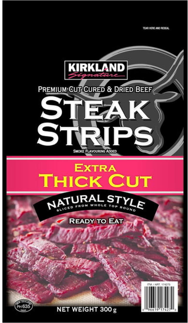 Kirkland Signature Extra Thick Cut Beef Steak Strips Snack (300 g)