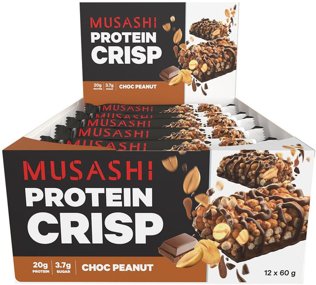 Musashi Choc Peanut Protein Crisp Bars (60 g × 12 pk)