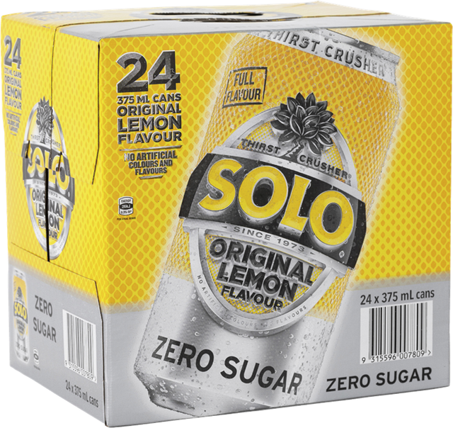 Solo Lemon No Sugar Soda (375 ml × 24 pk)