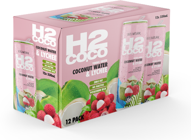 H2coco Lychee Coconut Water (330 ml × 12 pk)