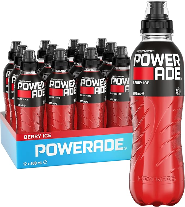 Powerade Berry Ice Sports Drink Sipper Cap (600 ml × 12 pk)