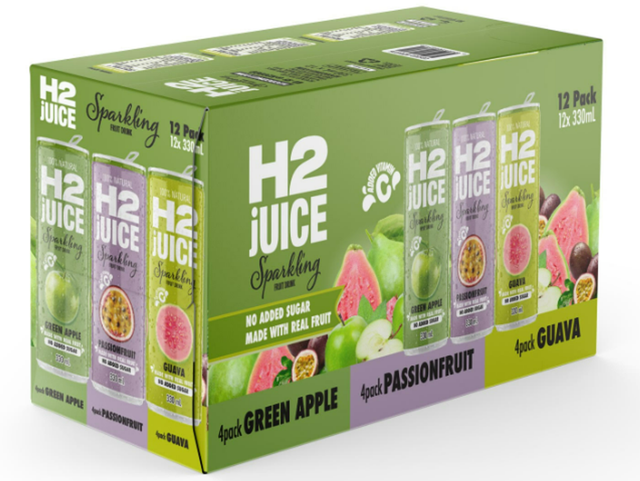 H2juice Sparkling Juice Pack (330 ml × 12 pk)