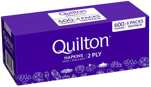 Quilton 2 Ply White Napkins (600 pk)