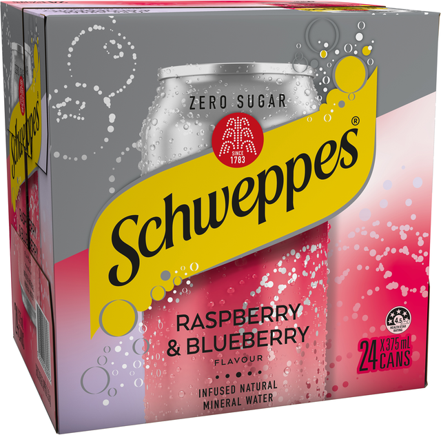 Schweppes Infused Orange Mango Flavored Sparkling Water (375 ml × 24 pk)