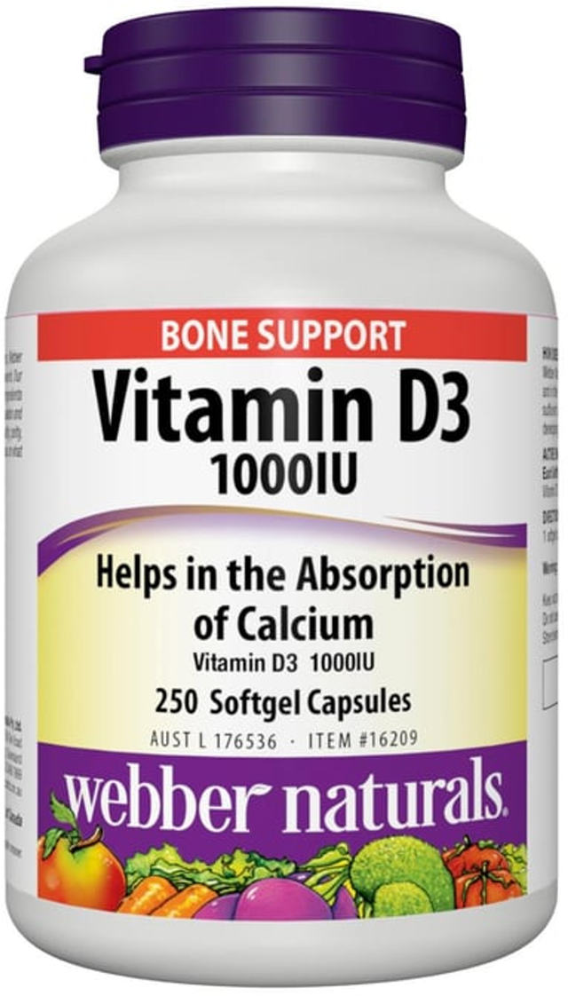Webber Naturals Vitamin D3 1000IU Capsules (250 pk)